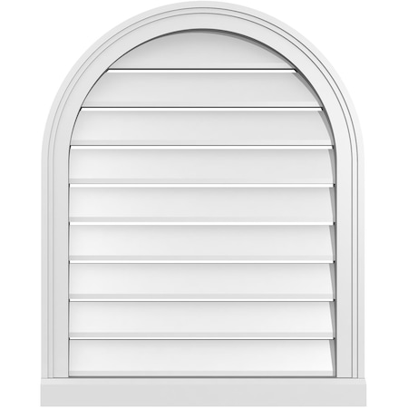 Round Top Surface Mount PVC Gable Vent: Functional, W/ 2W X 2P Brickmould Sill Frame, 24W X 30H